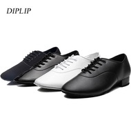 ETXDiplip Men Latin Dance Shoes Modern Tango Salsa Leather Ballroom Shoes Square Heels Children Man Sneaker Jazz Back White Color