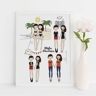 custom best friend print, personalised best friend portrait, best friend print gift