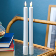 丹麥 LED 細長蠟燭擺飾兩件組 白色