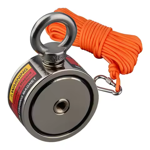 Strong Neodymium Two Side 120KG*2 Search Magnet Super Powerful Salvage Fishing Magnetic D48*22mm Ste