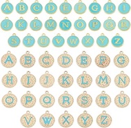 Letter Enamel Beads Flat Round Number 0-9 Capital Alphabet A-Z Letter Love Heart Beads for Jewelry N