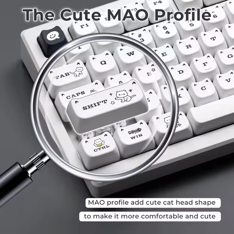 XVX Cute Meow Keycaps White MAO Profile PBT Keycap Thermal Sublimation Mechanical Keyboard Keycap Ca