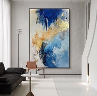Abstract painting blue and gold painting gold canvas painting gold abstract art Canvas printing prin