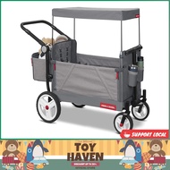 [sgstock] Radio Flyer Odyssey Stroll 'N Wagon, Baby Push Wagon Stroller with Canopy and Bag, Grey Stroller Wagon, Ages 1