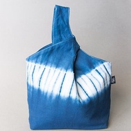 簡約藍染手提袋 - 藍白相間的條紋風