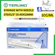 Terumo Luer Slip Tip Syringe With Needle 27GX1/2" (0.40X13MM) 1cc/ml (Blue)