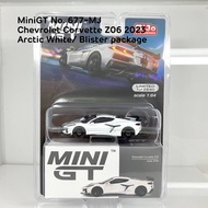 MiniGT No. 677-MJ Chevrolet Corvette Z06 2023 Arctic White/ Blister Package Diecast