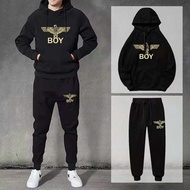 สูทสเวตเชิ้ต Boy London ใหม่ของแท้เสื้อกันหนาวมีฮู้ดคู่รักของผู้ชายแจ็คเก็ตเสื้อฮู้ดแขนยาวลำลองกางเก