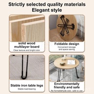 Solid wood folding round table Iron leg table Foldable table 50/60/70/80CM Tea table Foldable chair 