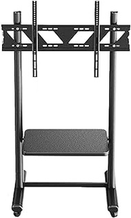 Tv Rack stand wall bracket TV Trolley for 55/60/65/70/75/80 TVs | Home Office Black Heavy Duty TV Cart/Stand/Shelf Mounted on Castor Wheels, Load 130kg TV Rack