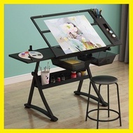 ❐ ✲ ✷ Drawing table drafting table drafting table drafting glass table with extra side table drawer