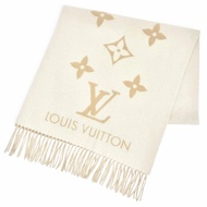 全新 △LOUIS VUITTONM78123 雷克雅未克羊絨 Monogram Giant 圖案披肩，米色，意大利製造，正品，女士，帶盒子。