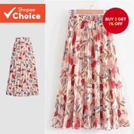 Women Boho Floral Pleated Skirts L133ED547
