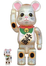 Medicom Bearbrick Be@rbrick 招財貓 珍珠白 透明 1000% 小判