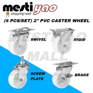 (4 PCS/SET) 2” PVC Caster Wheel/Trolley Caster Wheel/Trolley Wheel/Tayar Troli