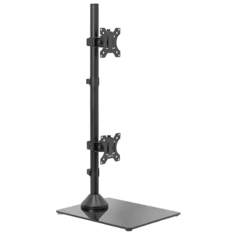 Dual Monitor Desk Stand with Free-Standing LCD Mount Holds in Stacked Vertical Position 2 Ultrawide 