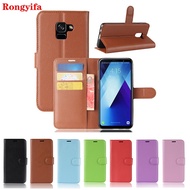 For Samsung Galaxy A8 A7 A6 A8+ A6+ Plus 2018 Case Leather Simple business Wallet Flip Card Stand Holder Case Cover