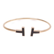 TIFFANY＆CO 18K玫瑰金T Wire Bracelet縞瑪瑙手鐲