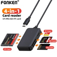 Fonken 4 in 1 USB 2.0 Card Reader SD TF CF MS Card Reader Adapter USB Type C Card Reader