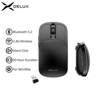 Delux Pocket Folding Mouse Wireless 2.4G Bluetooth5.2 Silent Click Portable Ultra-light 55g for MacB