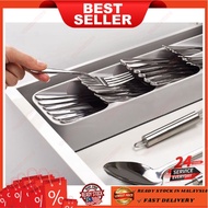 EzLife Cutlery Holder Organiser Tray Spoon Fork Knife Utensil Storage Drawer Cabinet Penyimpan Pingg