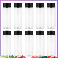 10Pcs 400Ml/13.5Oz Plastic Juice Bottle Transparent Coarse Cereals Storage Container Beverage Bottle
