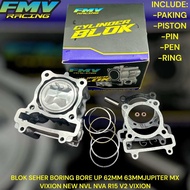 BLOK SEHER BORING BORE UP JUPITER MX VIXION VIXION 62MM 63MM BORE UP FMV RACING
