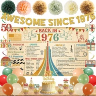 Trgowaul Vintage Colorful 50th Birthday Decorations for Men Women, Back in 1976 Birthday Party Suppl