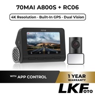 70mai A800S 4K Dash Cam Rear Cam Dual Vision Global Version A800 Adas Parking App Control GPS Built 