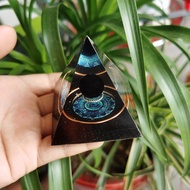 60mm Handmade Orgonite Pyramid Mandala Obsidian Crystal Sphere With Energy Copper Circle Accumulator