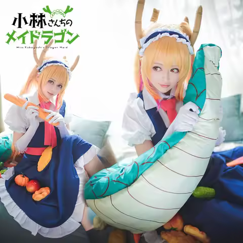 Anime Miss Kobayashi's Dragon Maid Tohru Cosplay Costumes Women Lacauch Kobayashi Holiday Party Maid