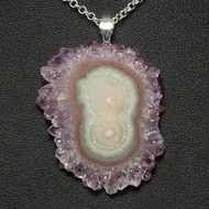 紫水晶鐘乳石切片 紫色 丁香 紫羅蘭 紫色 晶簇 墜飾項鍊