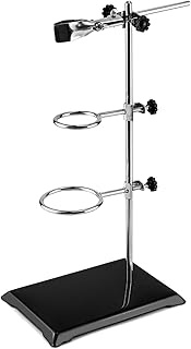 QWORK Heavy Duty Laboratory Stands Support Set, with a Burette Clamp and 2 Flask Ring Clamps, Rod Le
