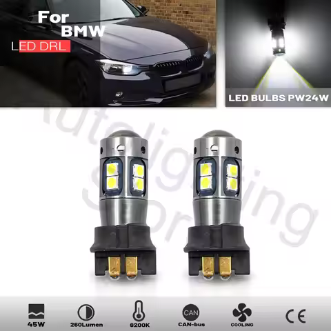 2pcs White PW24W PW16W LED DRL Lamp Bulbs For BMW 3 Series F30 F31 F34 Pre-LCI 12-15 LED Daytime Run