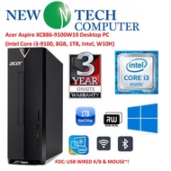 ACER ASPIRE XC886-9100W10-8GB DESKTOP (I3-9100, 8GB DDR4, 1TB HDD, W10,M.2 SSD SLOT) FOC USB K/B & M