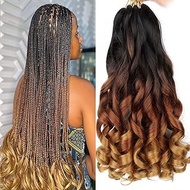 18 Inch French Curl Braiding Hair 8 Packs Pre Stretched Loose Wave Bouncy Braiding Hair French Curls