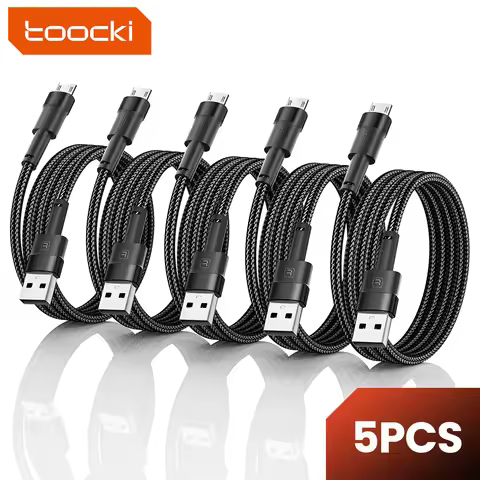 Toocki 5PCS 2.4A Micro USB Cable Fast Charging For Huawei Xiaomi Samsung Realme OPPO Android Phones 