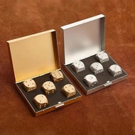 5pcs Gold Square Metal Dice Set With Storage Box - Heavy Duty Aluminum Alloy 6-Sided Dice, Rectangul