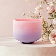 Hye-eun 8inch 432hz/440hz Pink Purple Color Frosted Quartz Crystal Singing Bowl for Sound Healing wi