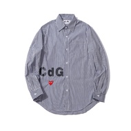 CDG Play Vertical Stripes Double Heart Long sleeve Shirt