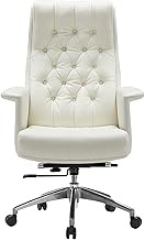 Boss Chair Executive Chairs, Adjustable Lifting 135° Reclining, Ergonomic Office Chairs, Sedentary Comfort Swivel Computer Seat for Home Office (Color : White a, Leather : Cowhide) lofty (White B C