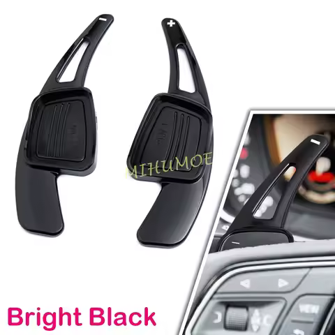 Glossy Black Steering Wheel Paddle Shifter Extension Gear Shift Trims For Audi Q2 Q3 Q5 Q7 Q8 A3 A4 