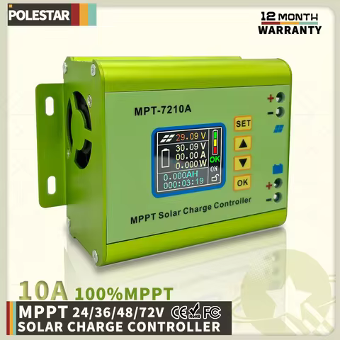 Controller Polestar 100%MPPT Solar Battery Charger Panel Digital Charge 24V/36V/48V/60V/72V 10A Boos