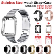 compatible for iwatch series 9 8 7 6 se 5 4 stainless steel strap for iwatch 40/41mm 44/45mm soft protective case