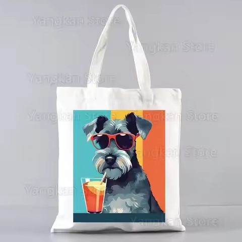Schnauzer Ladies Women Female Foldable Canvas Shoulder Bag Canvas Tote Eco Shopping Bag Canvas Tote 