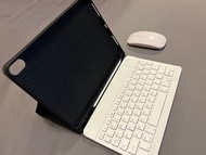 2022新款iPad Air4/5平板玫瑰金色保護套殼10.9寸連筆槽+藍芽白色鍵盤+藍芽白色滑鼠一套