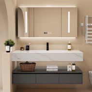 Slate mirror cabinet ceramic wash basin bathroom cabinet combination simple smart mirror cabinet wash basin