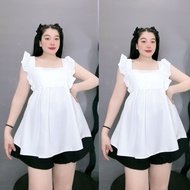 Áo Sơ Mi Babydoll Bigsize Tay Cánh Tiên Bigsize Nữ Chất Vải Lụa Chéo Phong Cách Tiểu Thư SM32