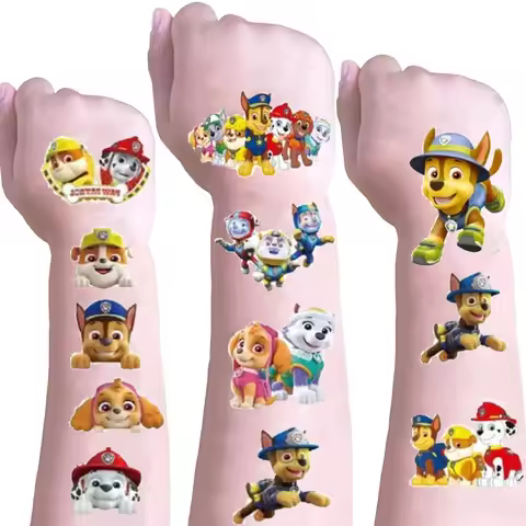 Paw Patrol Tattoo Stickers Theme Waterproof Original Cartoon Dogs Sticker Birthday Party Supplies Ca