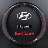 【Hyundai】 Carbon Fibre Leather Car Steering Wheel Cover For Elantra Grand Starex SantaFe Matrix Acce